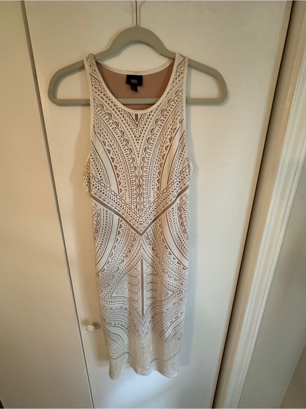 We The Free Cream Embroidered High-Neck Midi Dress